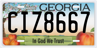 GA license plate CIZ8667