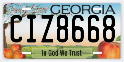 GA license plate CIZ8668
