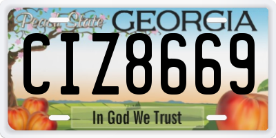 GA license plate CIZ8669