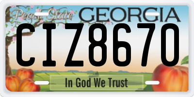 GA license plate CIZ8670