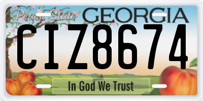 GA license plate CIZ8674