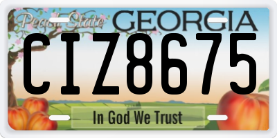 GA license plate CIZ8675