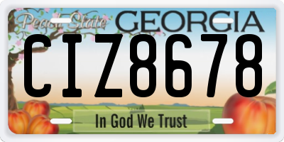 GA license plate CIZ8678