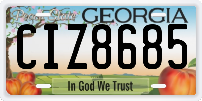GA license plate CIZ8685