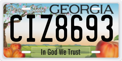 GA license plate CIZ8693
