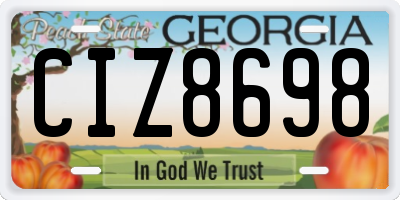 GA license plate CIZ8698