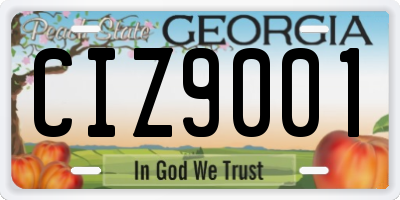 GA license plate CIZ9001