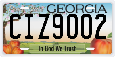GA license plate CIZ9002