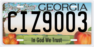 GA license plate CIZ9003
