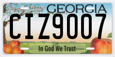 GA license plate CIZ9007