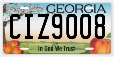 GA license plate CIZ9008
