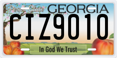 GA license plate CIZ9010