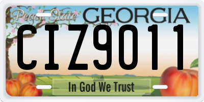 GA license plate CIZ9011