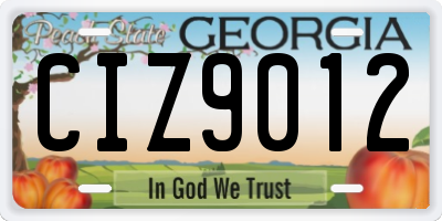 GA license plate CIZ9012