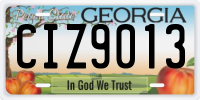 GA license plate CIZ9013