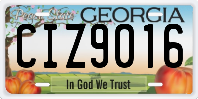 GA license plate CIZ9016