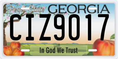 GA license plate CIZ9017