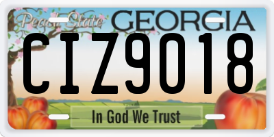 GA license plate CIZ9018