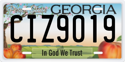 GA license plate CIZ9019