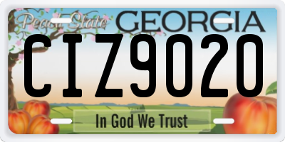 GA license plate CIZ9020