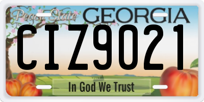 GA license plate CIZ9021