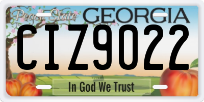 GA license plate CIZ9022