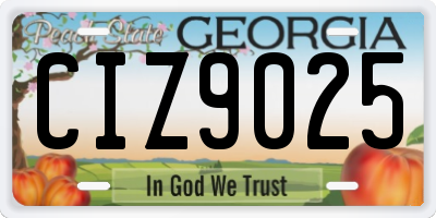 GA license plate CIZ9025