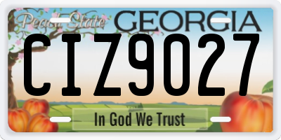 GA license plate CIZ9027