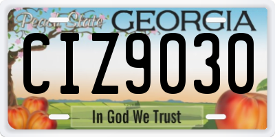 GA license plate CIZ9030
