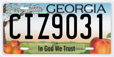 GA license plate CIZ9031