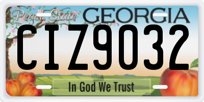 GA license plate CIZ9032
