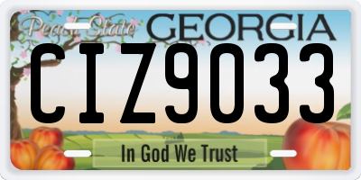 GA license plate CIZ9033