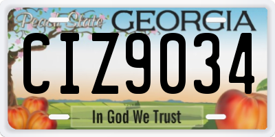 GA license plate CIZ9034