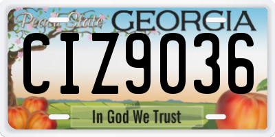 GA license plate CIZ9036