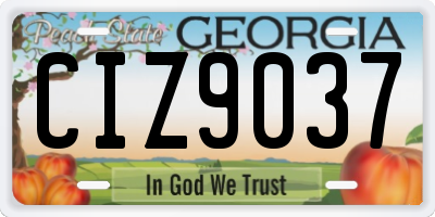 GA license plate CIZ9037