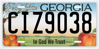 GA license plate CIZ9038