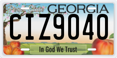 GA license plate CIZ9040