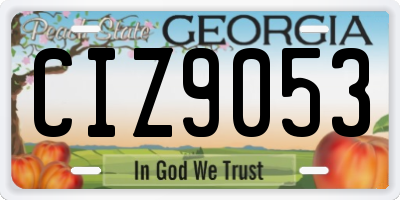 GA license plate CIZ9053