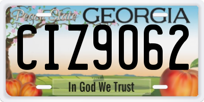 GA license plate CIZ9062