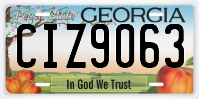 GA license plate CIZ9063