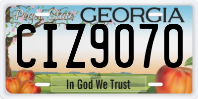 GA license plate CIZ9070