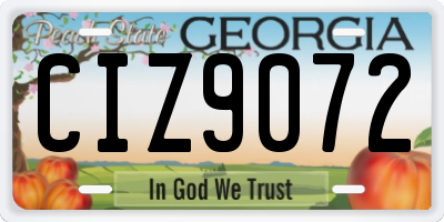 GA license plate CIZ9072