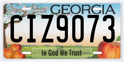 GA license plate CIZ9073
