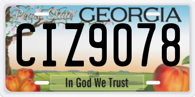 GA license plate CIZ9078