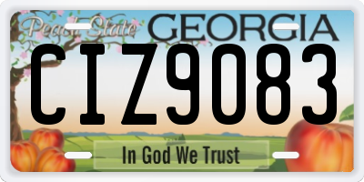 GA license plate CIZ9083