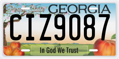 GA license plate CIZ9087