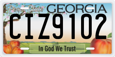 GA license plate CIZ9102