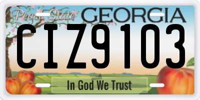 GA license plate CIZ9103