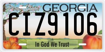 GA license plate CIZ9106