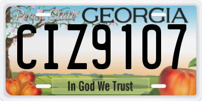 GA license plate CIZ9107